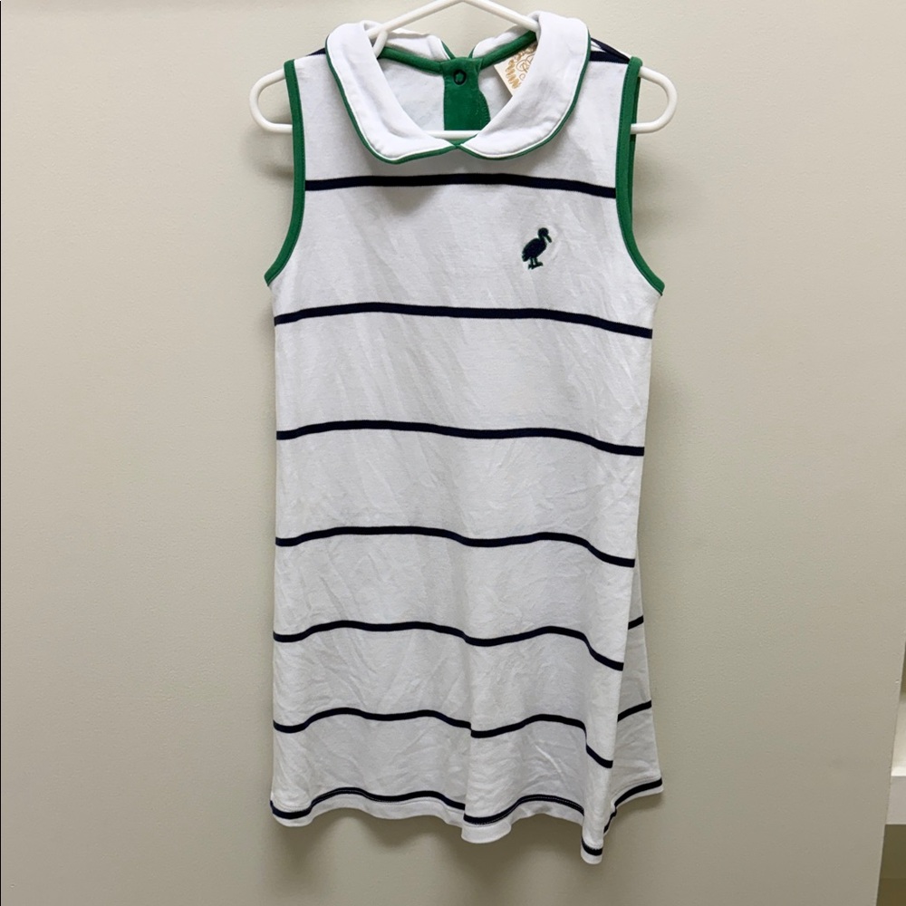 The Beaufort Bonnet Company White and Navy Striped Dress